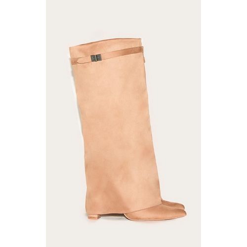 Bottes Hautes En Sudine Camel Replies  Talon Carr Et Bout Pointu, Camel - 37