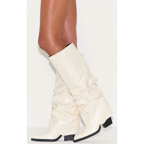 Bottes Hautes Pointues En Pu Crme Replies  Talon Carr, Crme - 39
