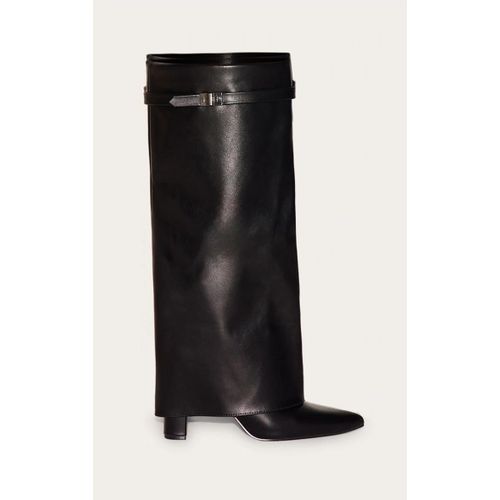 Bottes Hautes Pointues En Pu Mat Noir Replies  Talon Carr, Noir - 38
