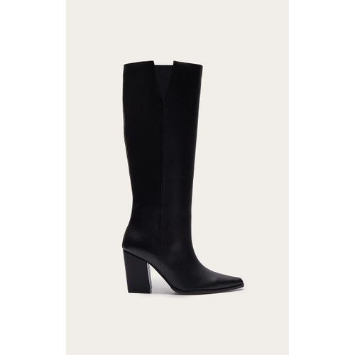 Bottes Hautes Pointues En Pu Noir  Talon Carr, Noir - 41