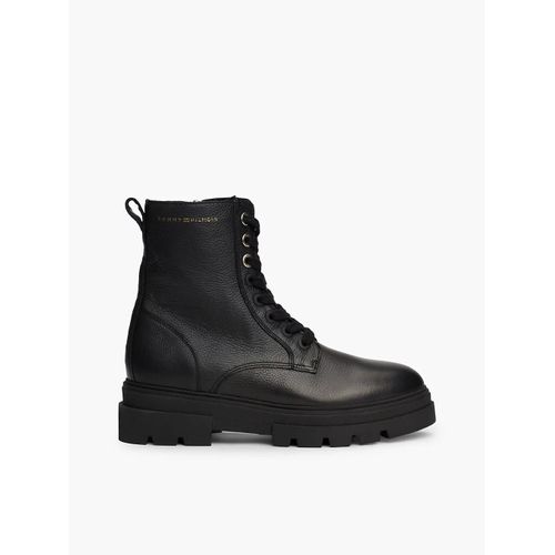 Bottes Mi-Mollet Crantes En Cuir  Lacets Bicolor Leather Lace-Up/Black - 42