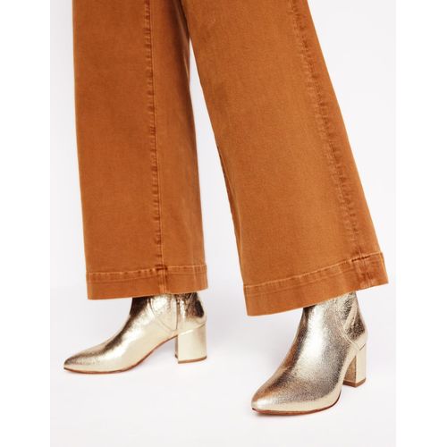 Bottines  Talons Carrs En Cuir-Or - 40