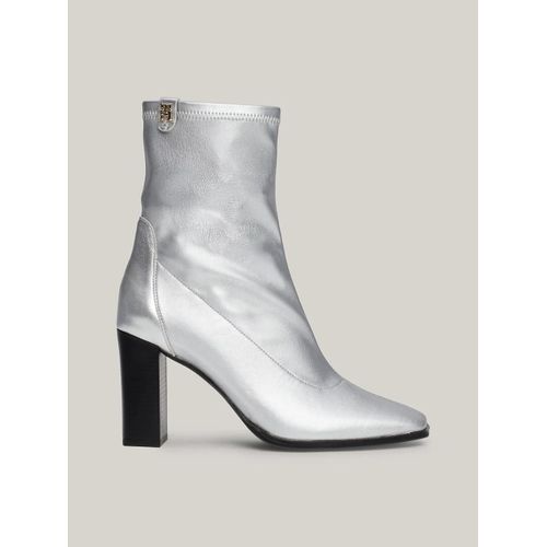 Bottines Chaussettes Cuir Mtallis  Talon Party Metallic Sock Heel Bootie/Silver - 36