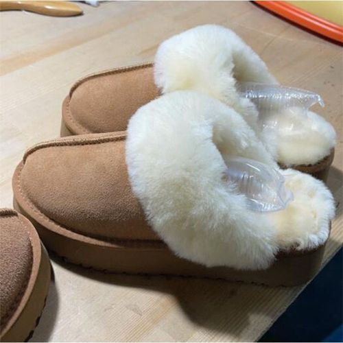 Bottines Chelsea  Semelles Compenses Pour Femme, Chaussures D'hiver, Pantoufles En Fourrure, Peluche, Chaussures De Styliste, Classiques, En Coton, Chaudes, Peu Profondes, 2022 - 37