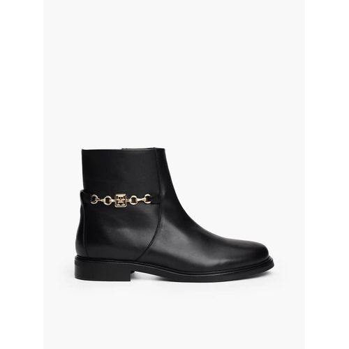 Bottines En Cuir  Chane Th Chain Leather Low Bootie/Black - 36