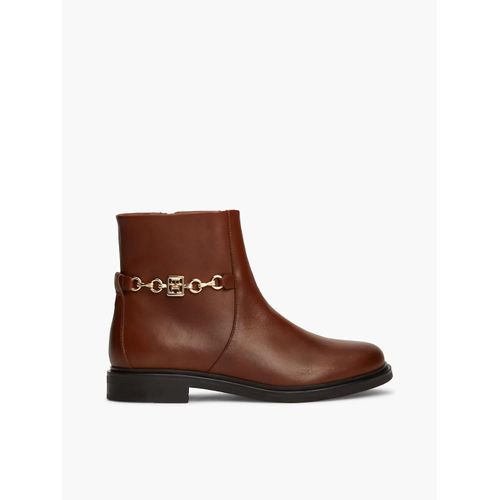Bottines En Cuir  Chane Th Chain Leather Low Bootie/Cognac Brown - 40