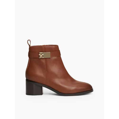 Bottines En Cuir  Talon Carr Mi-Haut Th Logo Mid Heel Bootie/Cognac Brown - 42