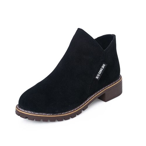 Bottines En Daim Et Fourrure Pour Femme, Chaussures Classiques  Fermeture clair, En Peluche,  La Mode, Collection Automne Hiver