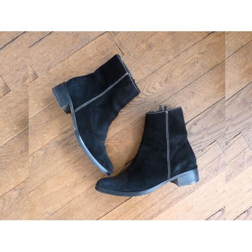 Bottines En Daim Noir- Pointure 37- Elite