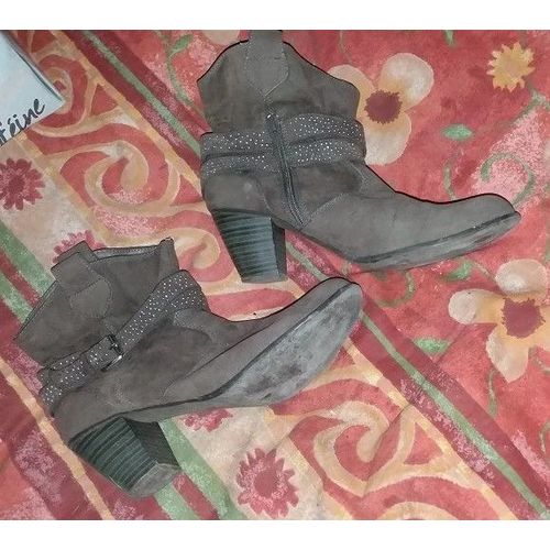 Bottines In Extension En Daim Marron Taille 40 Petite Talonnette