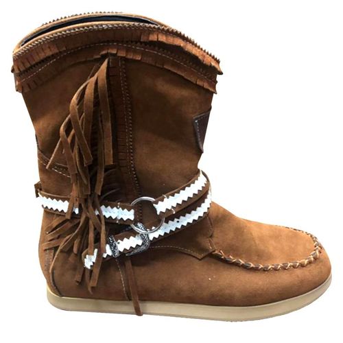 Bottines Style Rome Ethnique Pour Femmes, Chaussures Chaudes D'hiver  La Mode, En Daim Avec Franges Et Plisses, Nouvelle Collection 2019, D88