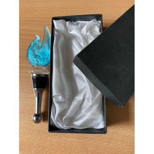Bouchon De Bouteille Avec Corps En Mtal Et Tte En Pte De Verre - Modle Unique Cr Par Un Verrier D'art - Avec Sa Bote D'origine.