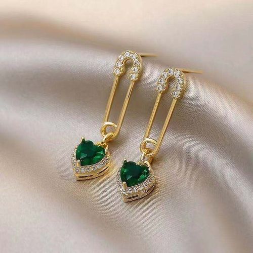 Boucle D'oreille Gomtrique Rectangulaire En Cristal Vert Pour Femmes, Bijoux De Luxe, Chane Suspendue Au Dos, Pompon, Piercing, Cadeau  La Mode