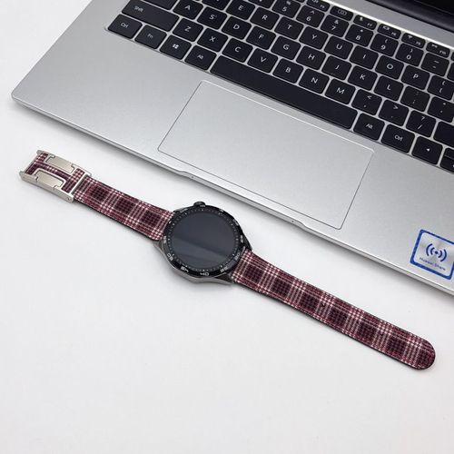 Boucle En H Motif Litchi Motif Anglais Cuir Aspiration Magntique Adapt Pour Gt4 Huawei Watch Gt5 Bracelet De Montre Gt3/Watch2pro-Rouge Raisin - Compatible Avec : Huawei Gt4-46 Mm