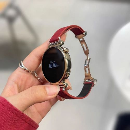 Boucle Papillon En Cuir Grain Litchi Compatible Avec Bracelet De Montre Huawei Gt5 Gt4/5pro Femme Apple 89 Nouveau Gt32pro-Boucle Ardillon En Cuir Grain Litchi Rouge Fonc En Forme De D Avec Boucl