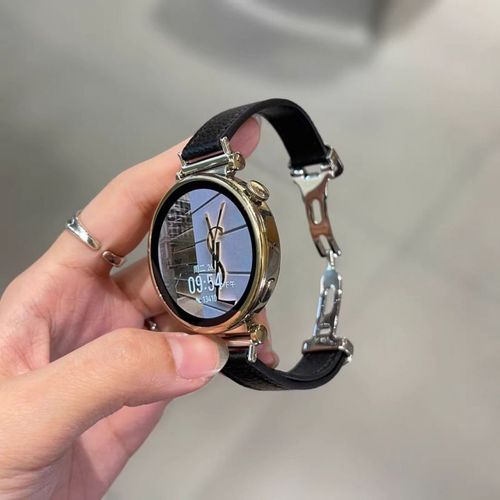 Boucle Papillon En Cuir Grain Litchi Compatible Avec Bracelet De Montre Huawei Gt5 Gt4/5pro Femme Apple 89 Nouveau Gt32pro-Boucle Papillon Argente En Forme De D En Cuir Grain Litchi Noir - (1/2/3
