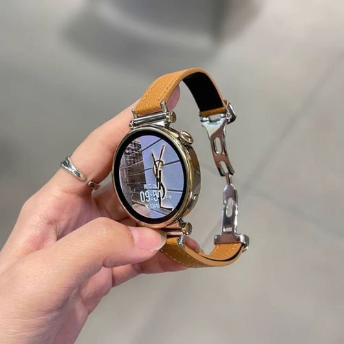 Boucle Papillon En Cuir Grain Litchi Compatible Avec Bracelet De Montre Huawei Gt5 Gt4/5pro Femme Apple 89 Nouveau Gt32pro-Montre Honor Watch 4 Pro Avec Boucle Papillon Argente En Forme De D Et Cu