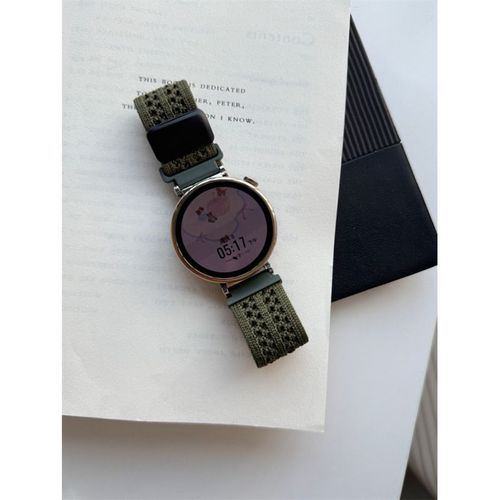 Boucle Tresse Adapte Au Bracelet De Montre Huawei Gt5/4 Gt3pro En Nylon Magntique, Montre Simple Niche 2pro-Maille En Nylon Tresse - Vert Militaire - Applicable  [Huawei Gt4/5 (41 Mm)] 18 Mm