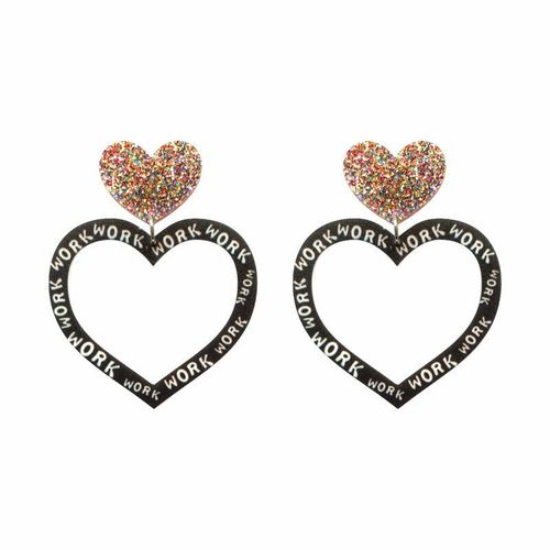 Boucles D'oreilles En Forme De CUr Ajour Jaune, Pendentifs Ronds En Forme D'arc-En-Ciel Avec Visage Souriant, Tendance, En Acrylique