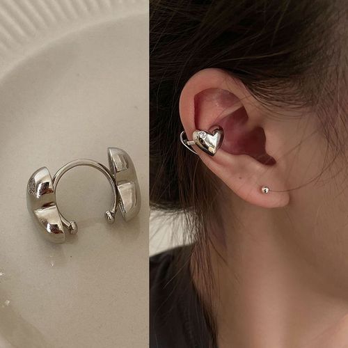 Boucles D'oreilles  Clip En Forme De CUr Pour Femmes, Couleur Argent, Coren, Simple, Sans Piercing, Manchette D'oreille, Bijoux Esthtiques De Mariage, 1 Pice, Nouvelle Collection 2022