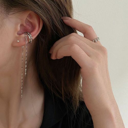 Boucles D'oreilles  Clip En Forme De CUr Pour Femmes, Couleur Argent, Coren, Simple, Sans Piercing, Manchette D'oreille, Bijoux Esthtiques De Mariage, 1 Pice, Nouvelle Collection 2022