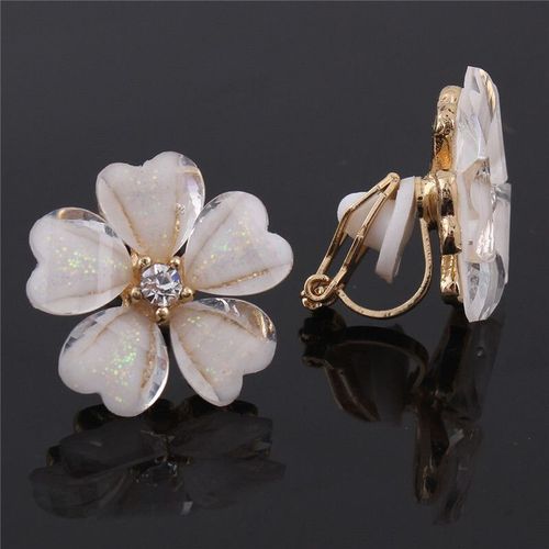 Boucles D'oreilles  Clip En Forme De Fleur Corenne Pour Femmes,Sans Piercing,Couleur Or Plaqu Argent, La Mode