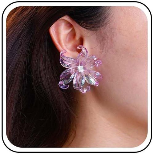 Boucles D'oreilles  Fleurs En Acrylique Grandes Boucles D'oreilles  Fleurs En Rsine Boucles D'oreilles Florales Acrylique Violet Boucles D'oreilles Ptales Floraux Boucles D'oreilles[H1211]