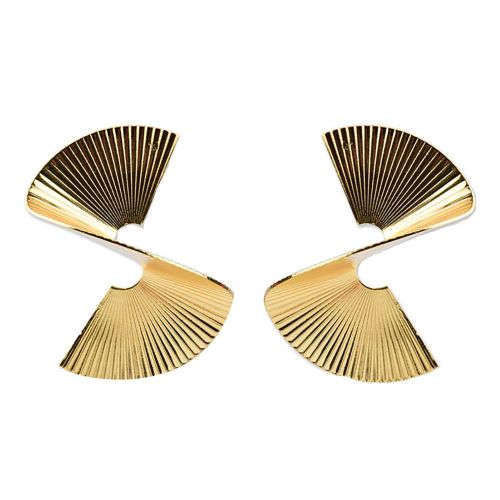 Boucles D'oreilles A Grain Metallique En Forme D'engrenage Et Spirale Exageree (Dorees)
