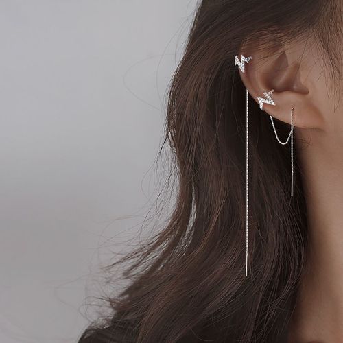 Boucles D'oreilles  Longue Chane En Strass Pour Femmes, Cratif, Simple, Lune, toile, Brillant, Papillon, Gland, Piercing, Bijoux De Fte