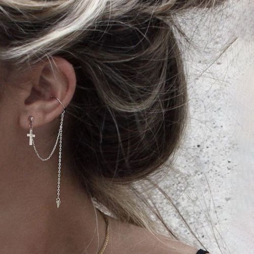 Boucles D'oreilles  Longue Chane En Strass Pour Femmes, Cratif, Simple, Lune, toile, Brillant, Papillon, Gland, Piercing, Bijoux De Fte