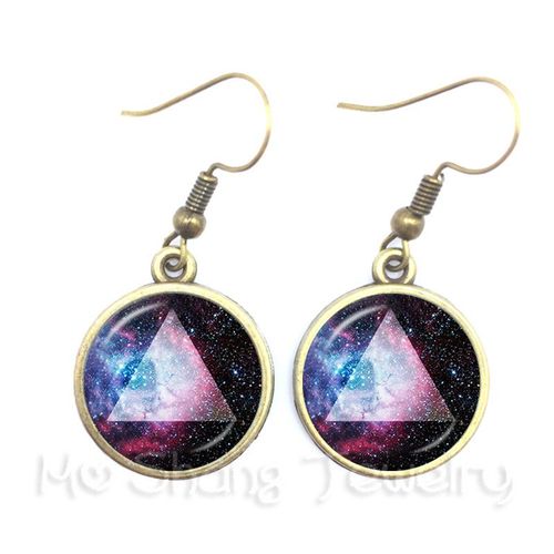 Boucles D'oreilles  Motif D'art De L'univers De L'espace toil, Bijou En Verre, Pendentif, Galaxie, Lune, Cadeau Pour Filles, Nouvelle Collection