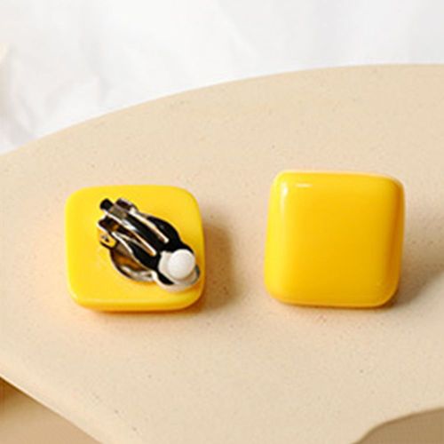 Boucles D'oreilles  Rinitialisation Rondes, Carres, Rectangulaires, Sans Piercing, Sans Trou, Rouge, Bleu, Jaune, Gomtrique, En Rsine
