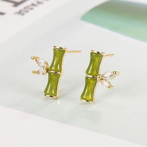 Boucles D'oreilles  Tige De Tulipe De Perle Douce Corenne Pour Les Femmes Et Les Filles, Conception Senior, Personnalit, Bambou Vert, Nouveaux Bijoux De Chimparty