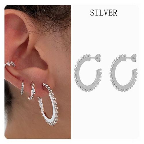 Boucles D'oreilles  Tige En Argent Regard 925 En Forme De C Pour Femmes, Piercings D'oreille Cz, Cadeau De Bijoux Exquis, Mode Simple Corenne