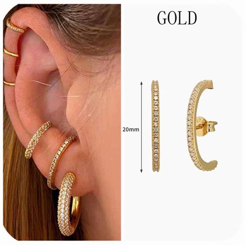 Boucles D'oreilles  Tige En Argent Regard 925 En Forme De C Pour Femmes, Piercings D'oreille Cz, Cadeau De Bijoux Exquis, Mode Simple Corenne