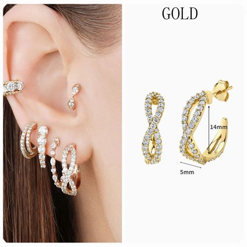 Boucles D'oreilles  Tige En Argent Regard 925 En Forme De C Pour Femmes, Piercings D'oreille Cz, Cadeau De Bijoux Exquis, Mode Simple Corenne