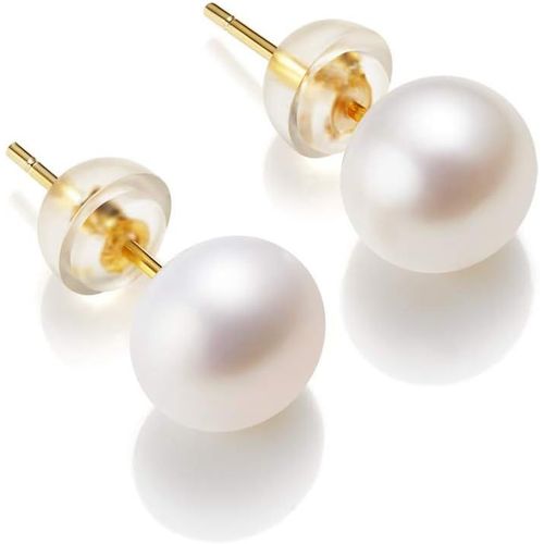 Boucles D'oreilles  Tige En Argent Sterling Avec Zircons Et Perle D'eau Douce De 8 Mm Motif Lune Et toile