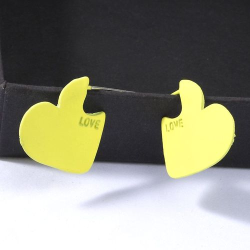 Boucles D'oreilles  Tige En Mtal Avec toile De Tlvision Corenne Pour Femme, Coeur D'amour Rouge lgant, Cadeaux De Bijoux De Fte Mignons, Jaune Et Bleu, Nouveau