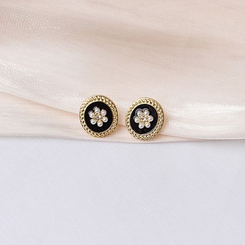 Boucles D'oreilles  Tige Perle Fleur Pour Femme, Noir, Rouge, mail, Or, Document, Ct Mtal, Nar, Petites Boucles D'oreilles, Mode Corenne