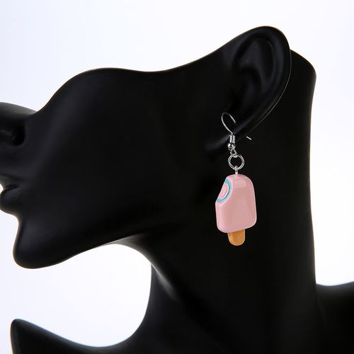 Boucles D'oreilles Artisanales En Crme Glace, 1 Paire, Mignonnes, En Rsine,  Dos Plat, Multicolores, Cadeau Pour Enfants Et Bijoux Pour Femmes