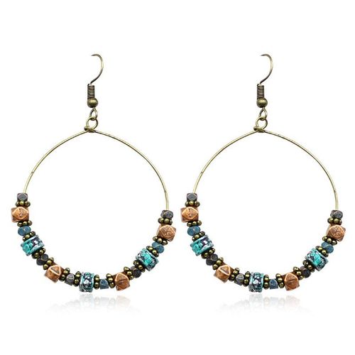 Boucles D'oreilles Avec Dangle Grand Cercle, Perles Colores En Pierre De Rsine, Comparateurs De Charme De Chakra, Boucles D'oreille Pour Femmes, Bijoux  La Mode