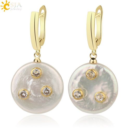 Boucles D'oreilles Baroques En Perles D'eau Douce Pour Femmes, Bijoux En Forme De Goutte D'eau, Plates, Strass, Couleur Or, Simple,  La Mode, Pour Fte, G272