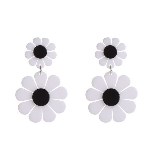 Boucles D'oreilles Bohmiennes En Fleurs Colores Pour Femmes, Pendentif En Acrylique Noir Et Jaune,  Fleurs lgantes, Mode Corenne, Cadeau, 2022