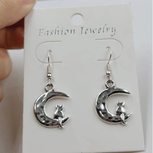 Boucles D'oreilles Boho Pour Filles, 1 Paire, Simple, Classique, Rtro, Mode Soleil, Lune, toiles, Pendentif De Couleur Argent Antique, Bijoux Courts Et Longs