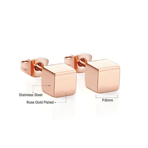 Boucles D'oreilles Carres Cubiques En Acier Inoxydable Pour Homme Et Femme, Ensembles De Piercing, Clips D'oreilles Gothiques Classiques, Noir Et Localit, Kpop, 1 Paire, 2 Pices