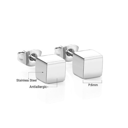 Boucles D'oreilles Carres Cubiques En Acier Inoxydable Pour Homme Et Femme, Ensembles De Piercing, Clips D'oreilles Gothiques Classiques, Noir Et Localit, Kpop, 1 Paire, 2 Pices