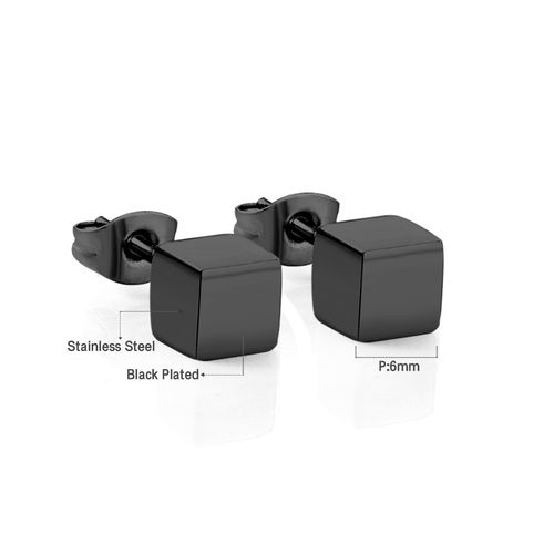 Boucles D'oreilles Carres Cubiques En Acier Inoxydable Pour Homme Et Femme, Ensembles De Piercing, Clips D'oreilles Gothiques Classiques, Noir Et Localit, Kpop, 1 Paire, 2 Pices