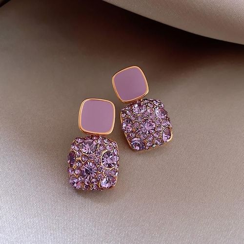 Boucles D'oreilles Carres En Cristal Multicolore S925 Silver, Rtro, Rouge, Chimnet, Temprament, Cadeau Pour tudiants, Bijoux, Nouveau