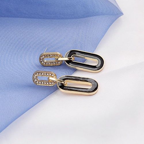 Boucles D'oreilles Carres En mail Noir Pour Femmes, Strass, Top, Ovale, Gomtriques, Goutte, Bijoux D'oreilles  La Mode, Brincos