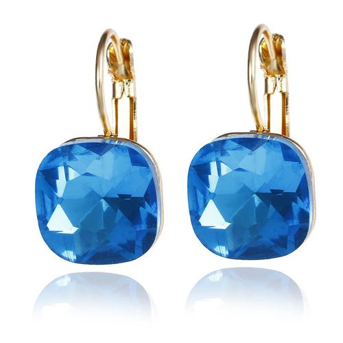 Boucles D'oreilles Carres En Or Pour Femmes, Bijoux  Strass En Cristal Autrichien, Blanc, Rose, Bleu, Vert, Violet, Tendance